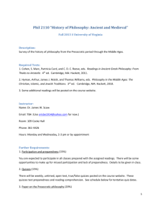 Phil 2110 “History of Philosophy: Ancient and Medieval”