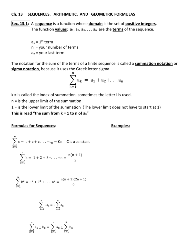 sequences and series equations