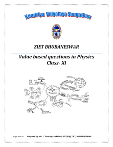 Value based questions in physics Class- XI