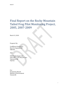 Final Report on the Rocky Mountain Tailed Frog Pilot