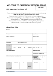 CHILD medical Questionnaire - The Cambridge Medical Group