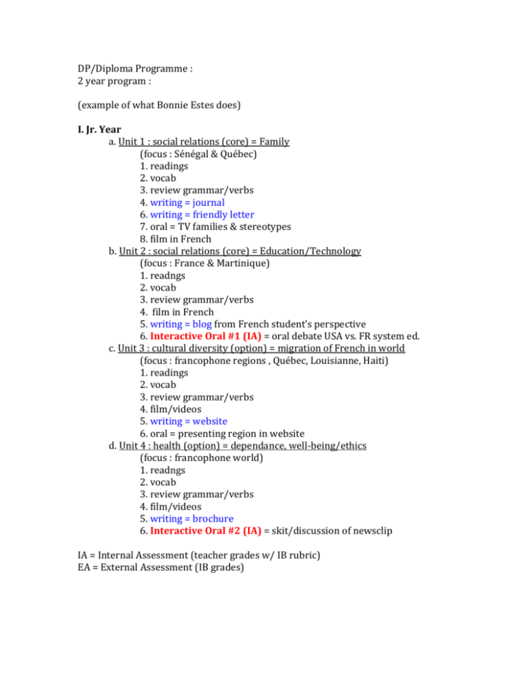 DP 2 Year Schedule