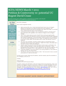 Crane Petition & Controversy re - UC Santa Cruz Faculty Association
