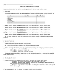 9th Grade Portfolio Review Checklist
