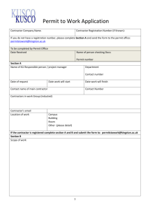 Contractors Permit to work application