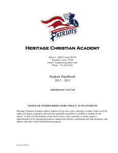 Checklist for Applying To Heritage Christian Academy