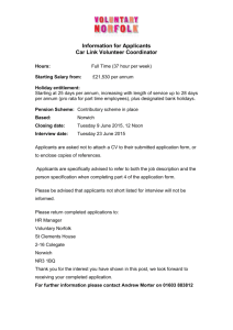 Application Pack - Car Link Volunteer Co-ordinator