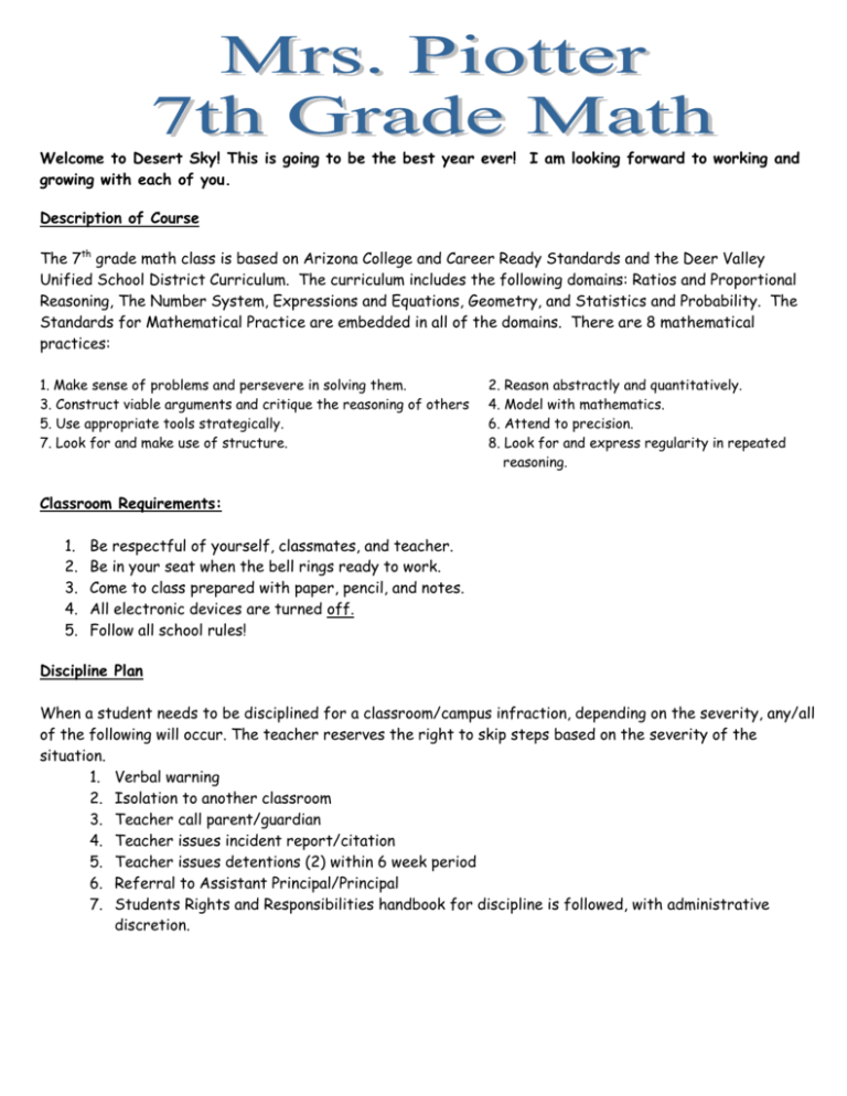 7th Grade Class Syllabus Deer Valley Unified School District
