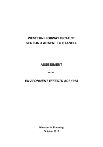 Western Highway Duplication Section 3 Minister`s Assessment