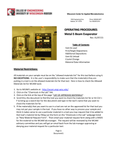 Metal Evaporator procedure