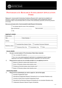 Postgraduate Research Scholarship Application Form