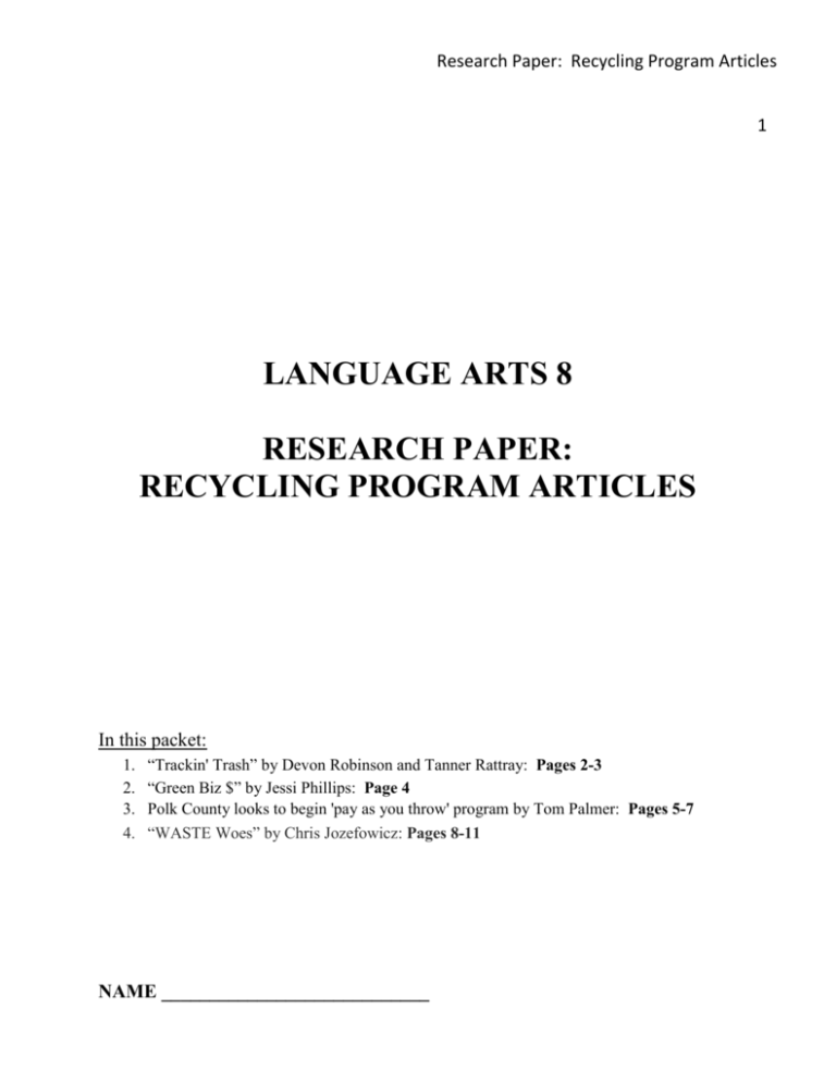 recycling research paper conclusion