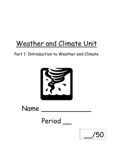 Part 1: Introduction to Weather and Climate