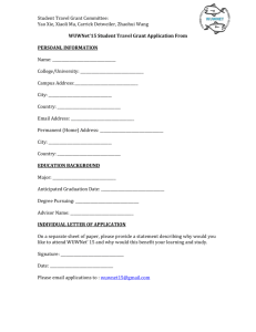 Student Travel Grant Application Form