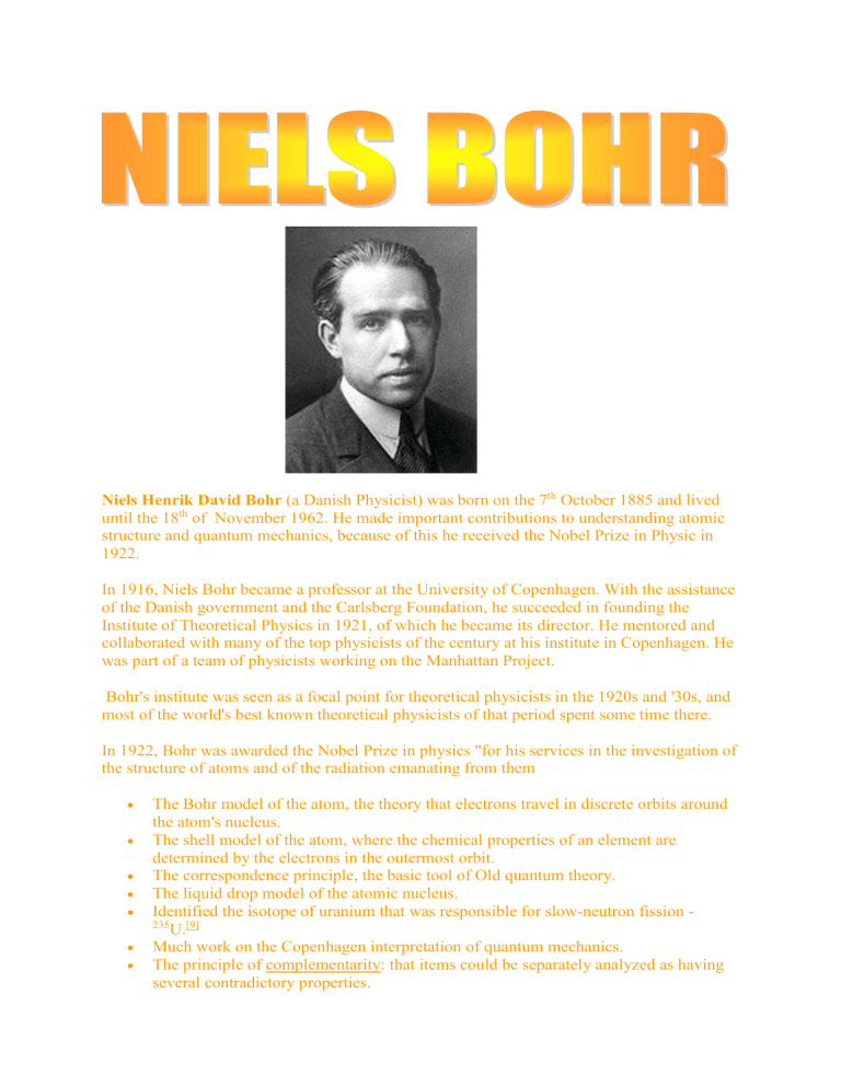 when was niels bohr born