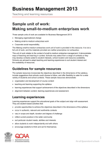 Sample unit of work - Making small-to