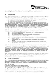 University Code of Conduct for Governors, Officers and Members