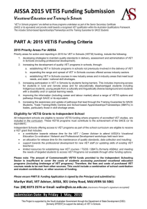 2015 VETiS Funding Submission - Association of Independent