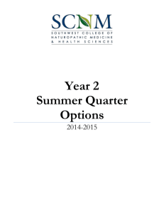 SCNM Year 2 Summer Quarter Options