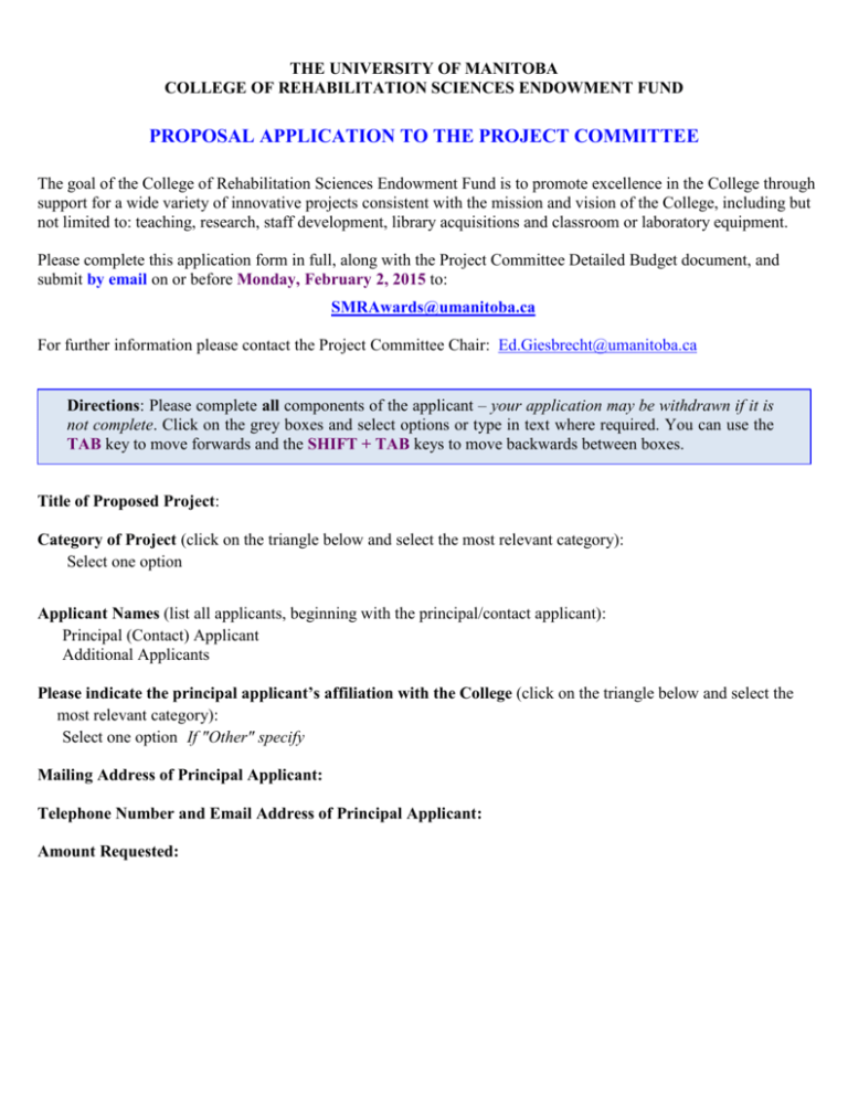 Application Form University Of Manitoba