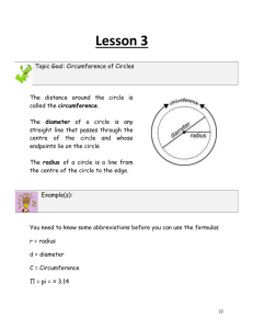 Lesson 3_Circumference of circles Strand 4: Perimeter and Area