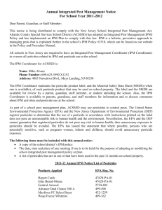 Annual Integrated Pest Management Notice For School Year 2011