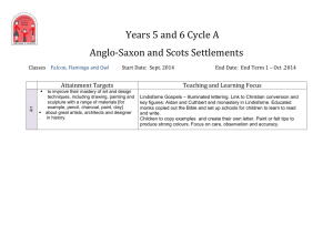 Years 5 and 6 Cycle A Anglo-Saxon and Scots Settlements Classes