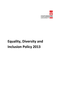 Equality, Diversity and Inclusion Policy 2013