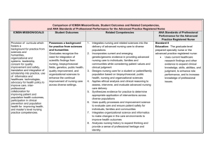 Comparison of student outcomes to mission and ANA standards