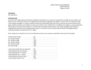 NORTH PARK VILLAGE BRANDING SURVEY RESULTS August 20