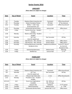 Senior Schedule of Events