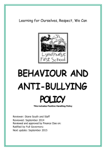 Behaviour and Anti Bullying Policy Sept 14