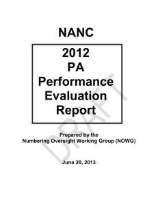 2012 PA Performance Report - NANC