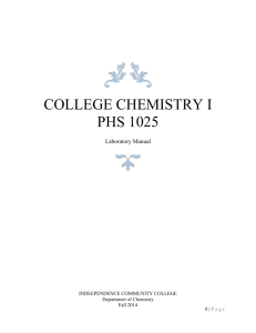 College Chemistry I Laboratory Manual Fall 2014