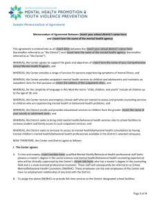 Sample Memorandum of Agreement