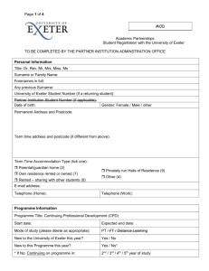 registration form - University of Exeter