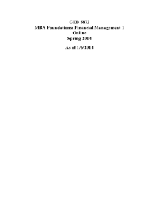 GEB 5872 MBA Foundations - University of West Florida