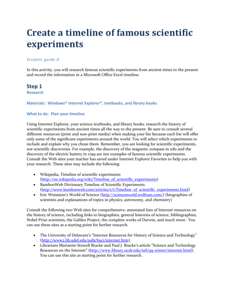 write an essay about famous scientific experiments in history