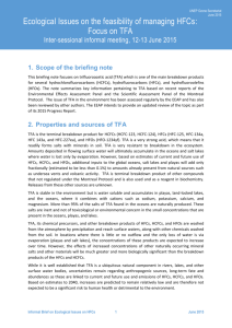 Ecological Issues on the feasibility of managing HFCs: Focus on TFA