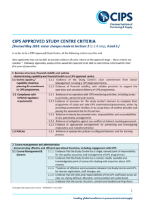 CIPS APPROVED STUDY CENTRE CRITERIA [Revised May 2014