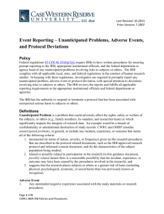 Event Reporting: Unanticipated Problems, Adverse Events, and