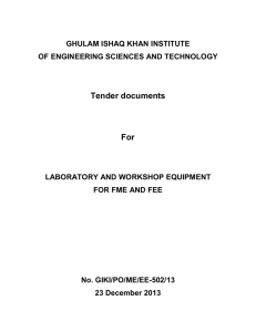 one unit Specifications - Ghulam Ishaq Khan Institute of Engineering