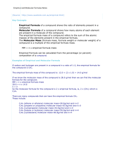 Empirical and Molecular Formulas Notes (Source: http://www