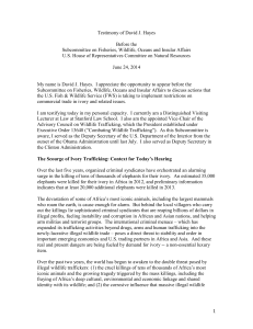 Testimony of David J. Hayes Before the Subcommittee on Fisheries
