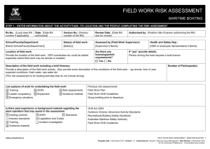 Plant - general risk assessment form - Safety