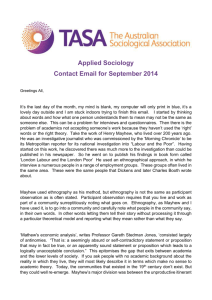 TASA The Australian Sociological Association Applied Sociology