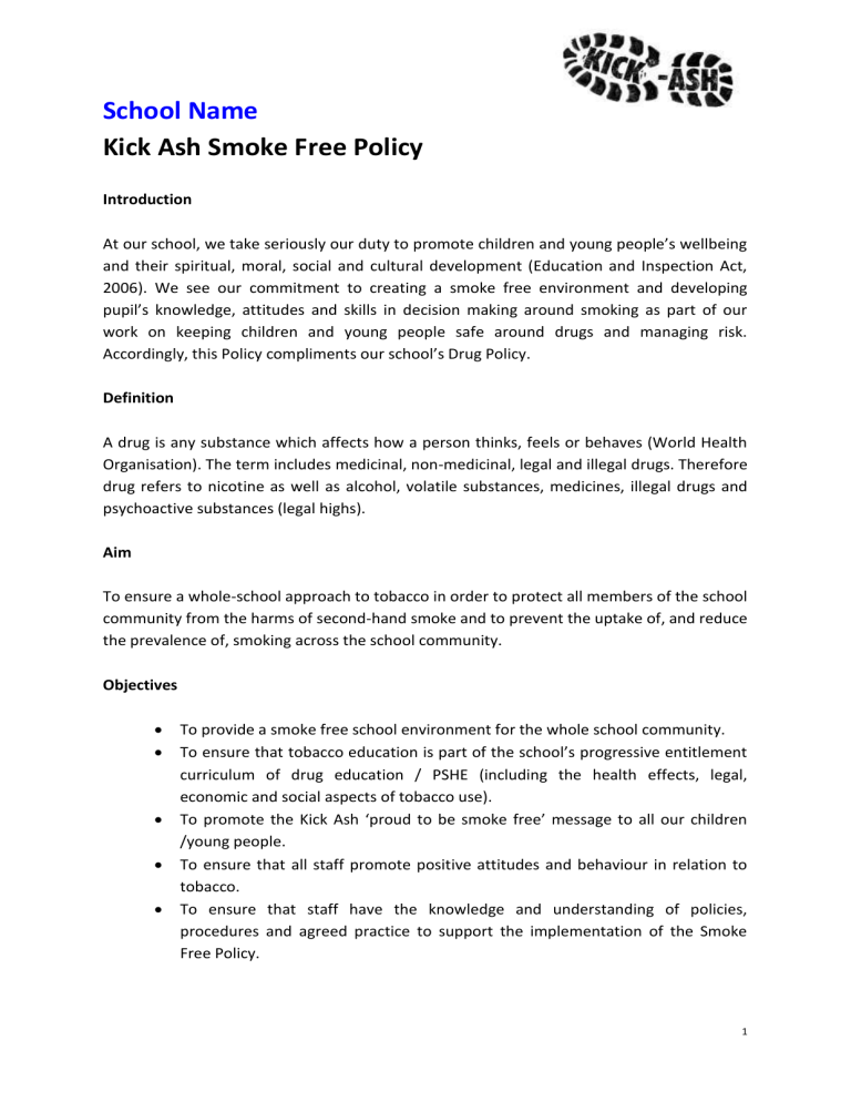 Kick Ash Smoke Free Schools Policy