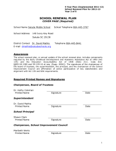 SMS School Renewal Plan 2012 - Saluda County School District 1