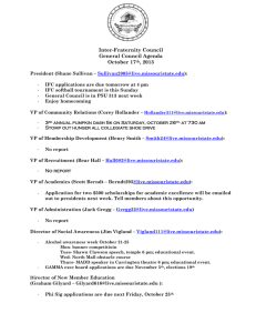 Inter-Fraternity Council General Council Agenda October 17th, 2013