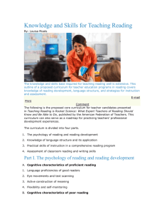 Knowledge and Skills for Teaching Reading